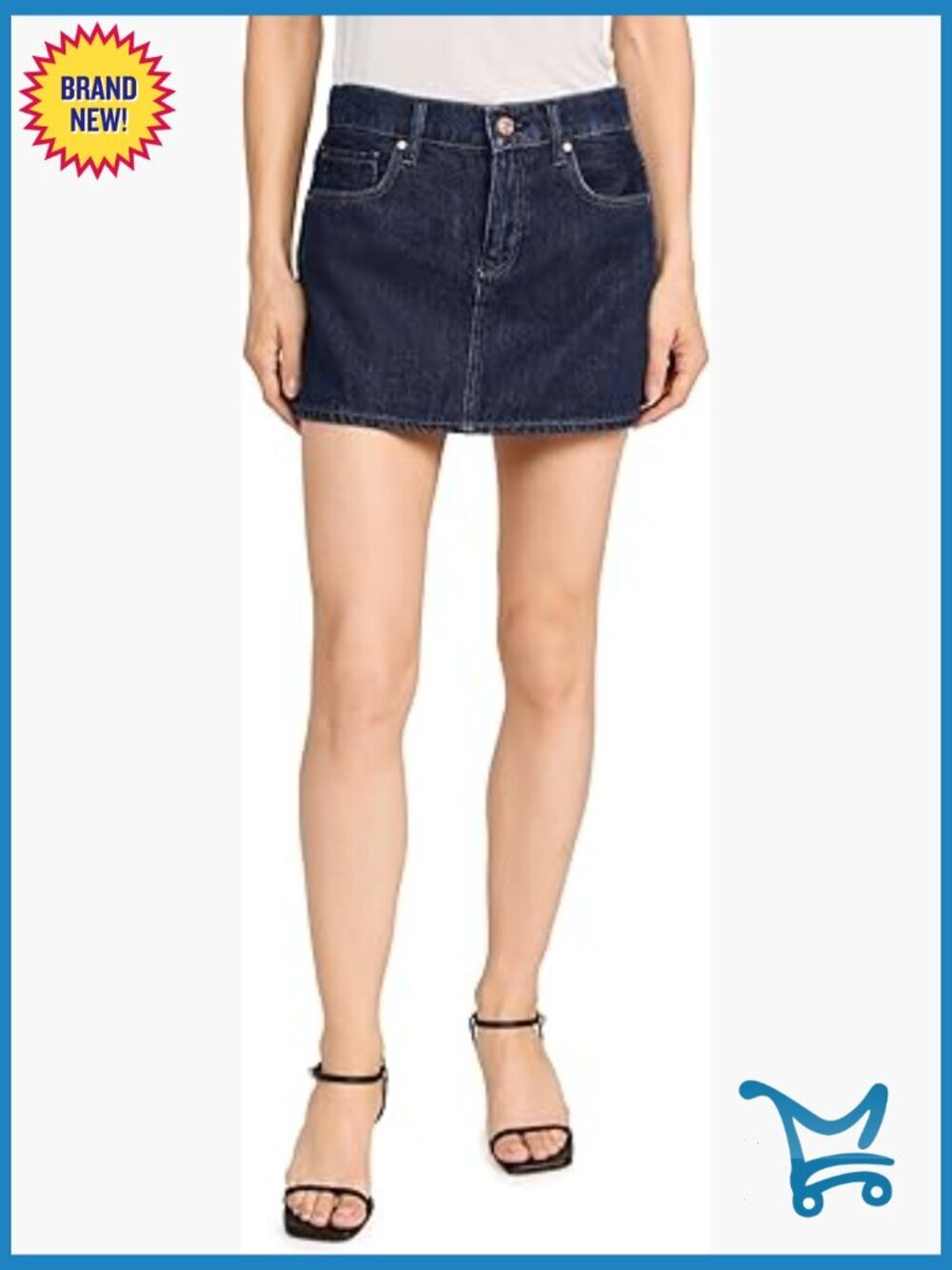 Light Wash Denim Mini Skirt with Raw Hem Low Rise